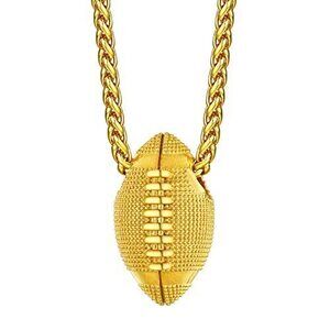 3993 Gold Soccer Pendant 18K Gold Plated American Football Necklaces Rugby